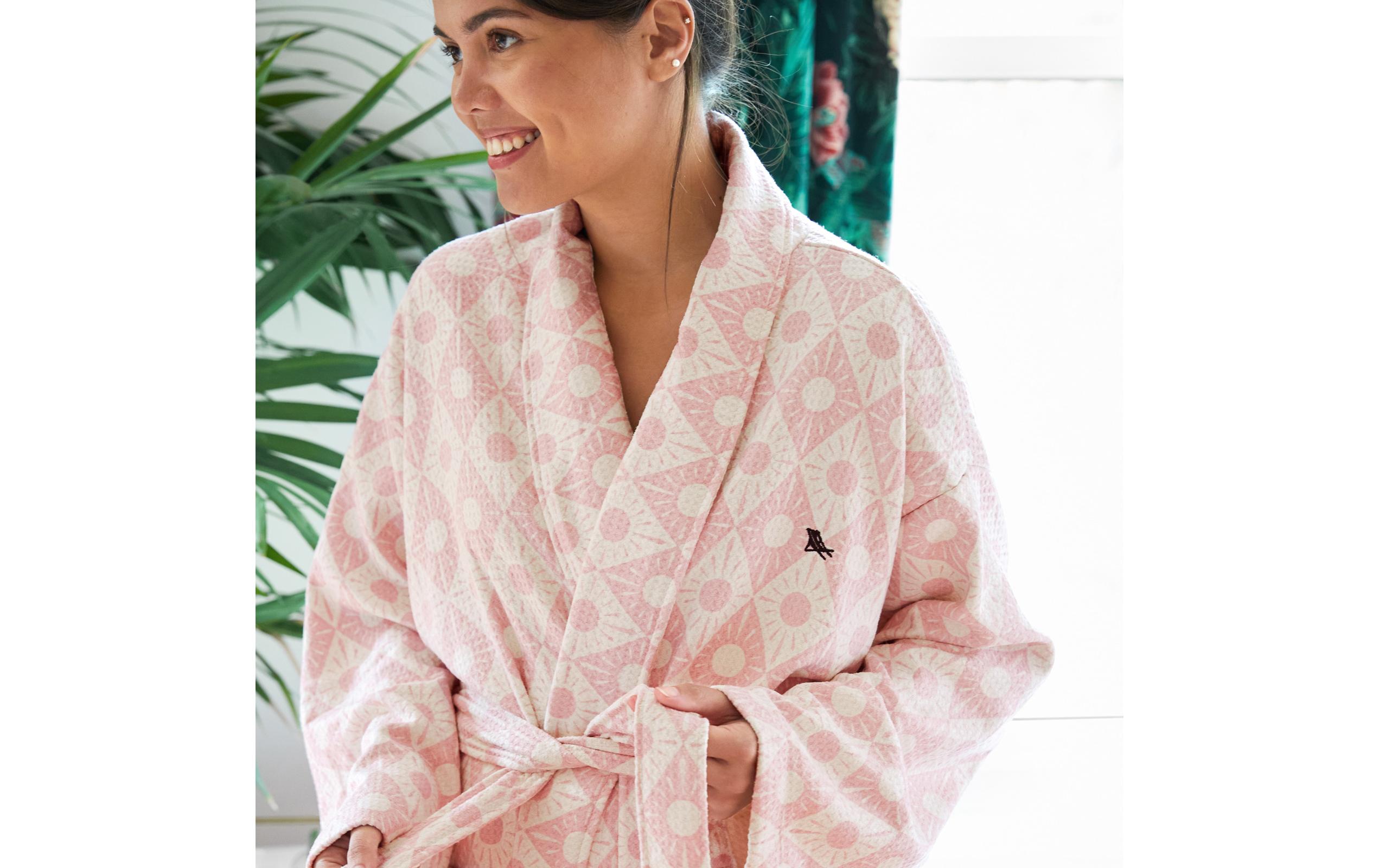 Bademantel Waffle Diamond PinkSchnell trocknender Bademantel