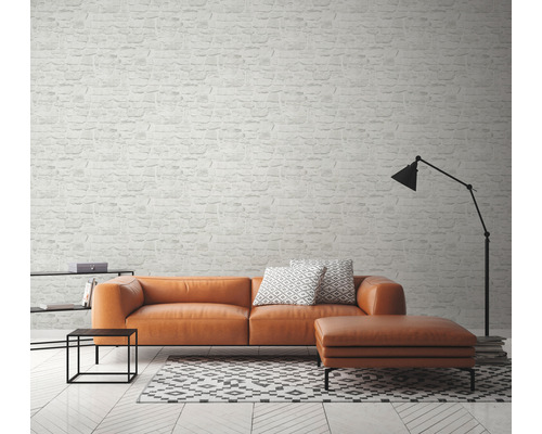 Zelfklevend behang 38590-1 Steenlook 3D witgrijs 8,40 x 0,53 m