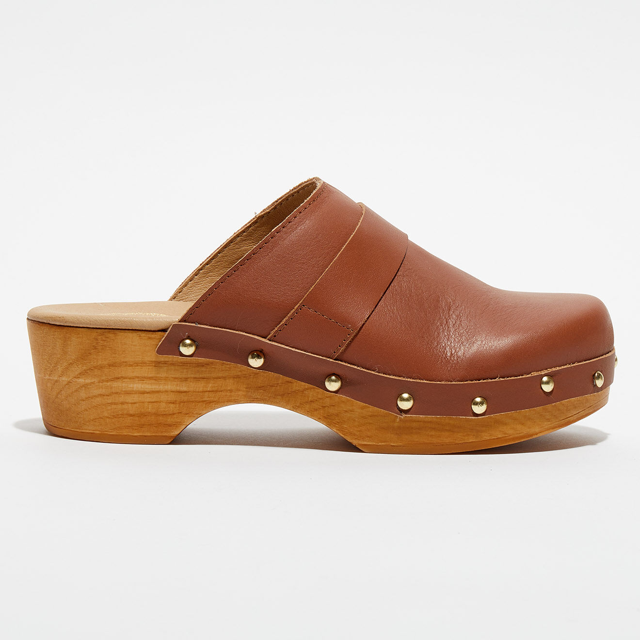 Apologie Studio Sabots en Cuir Sofia camel - Talon 5 cm