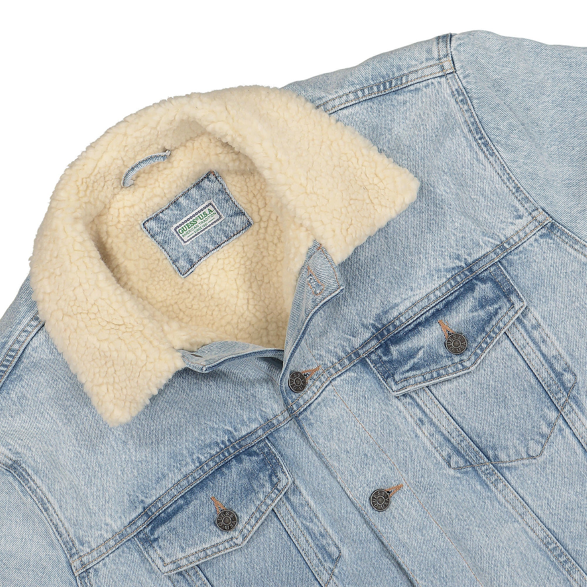 GUESS U.S.A.<br>Blue Denim Sherpa Jacket