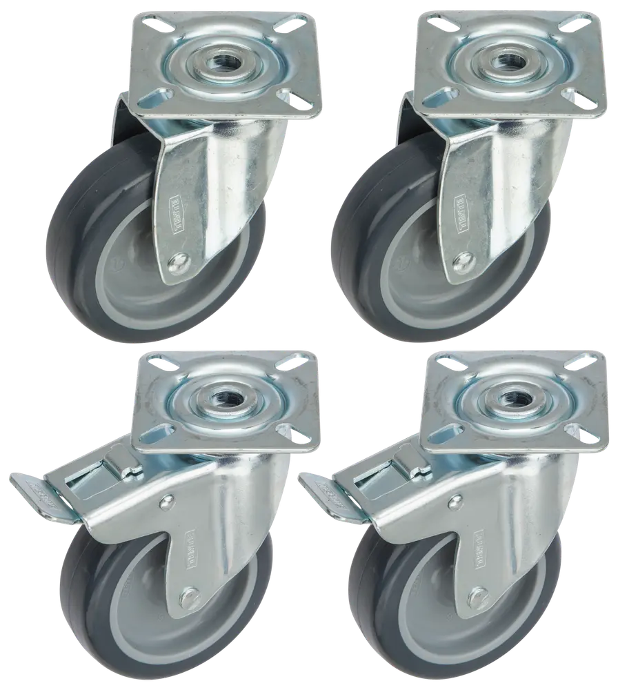 Tente Hjul 75 mm svingbar 4-pak