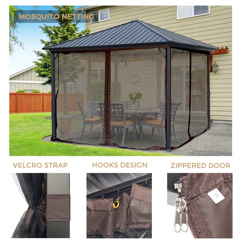 Gazebo de aço Acuff para pátio, 3 m de largura x 3 m de profundidade