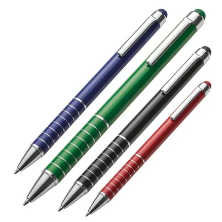 Macma Touchpen Kugelschreiber aus Metal, 4 Stück je 1x grün, blau, schwarz, rot