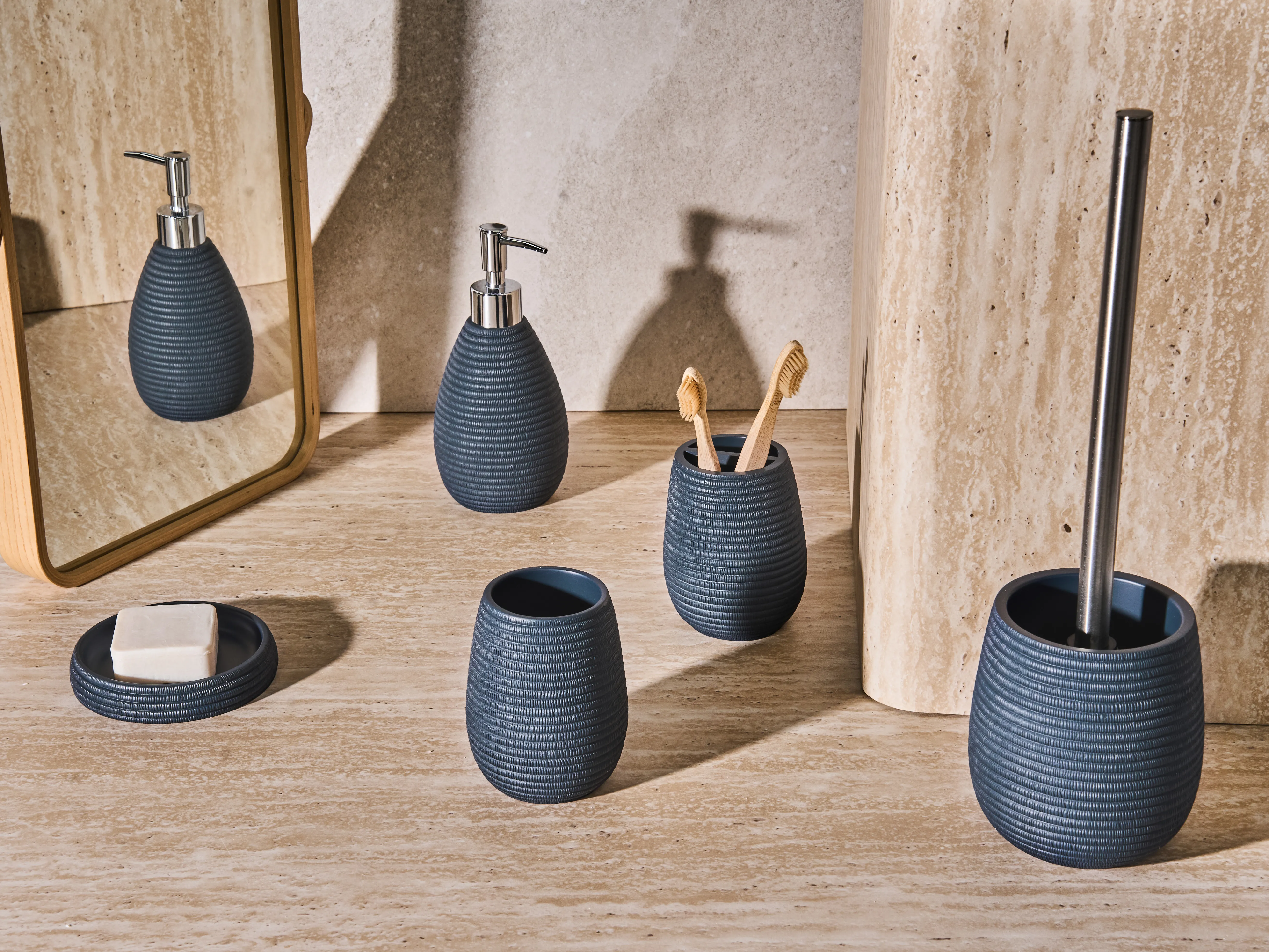 5-delige badkameraccessoireset QUILCA Donkerblauw