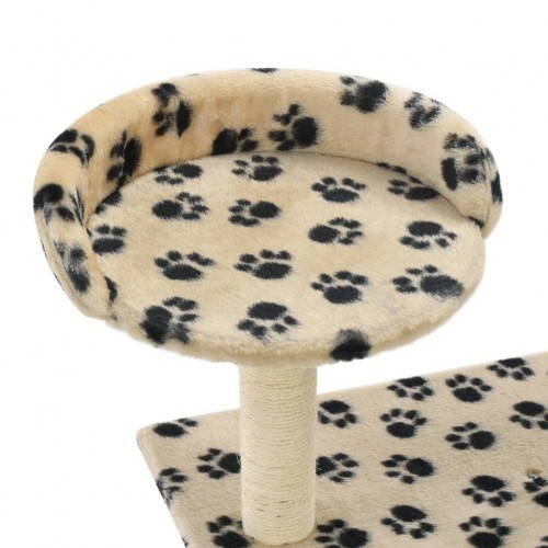 Arranhador vidaXL com sisal, bege, estampa de patas.