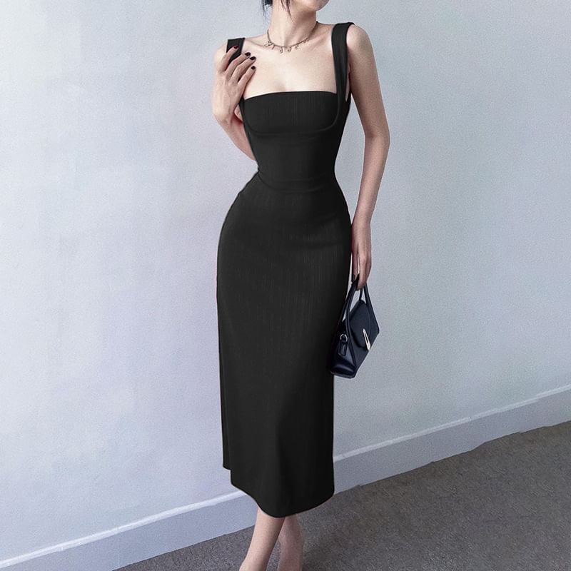 Smackthat - Spaghettibandjes Maxi Bodycon Jurk zonder Rug