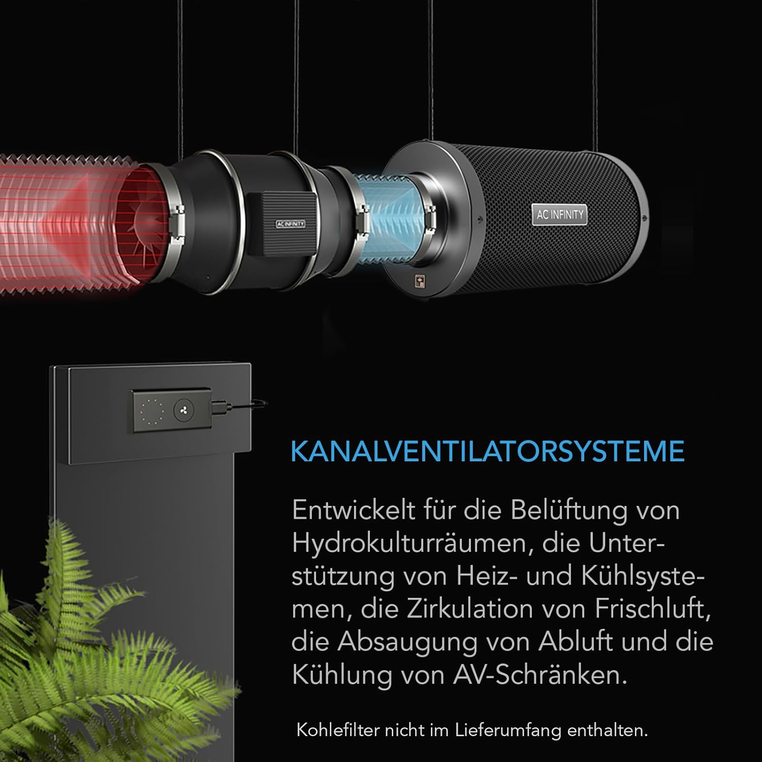 AC Infinity CLOUDLINE PRO S4 – Leises Inline-Lüftersystem 100 mm mit Drehzahlregler, EC-Motor, für Grow-Zelte und Hydroponik