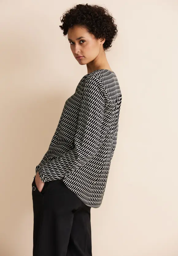 Viskose Bluse mit Print - Black