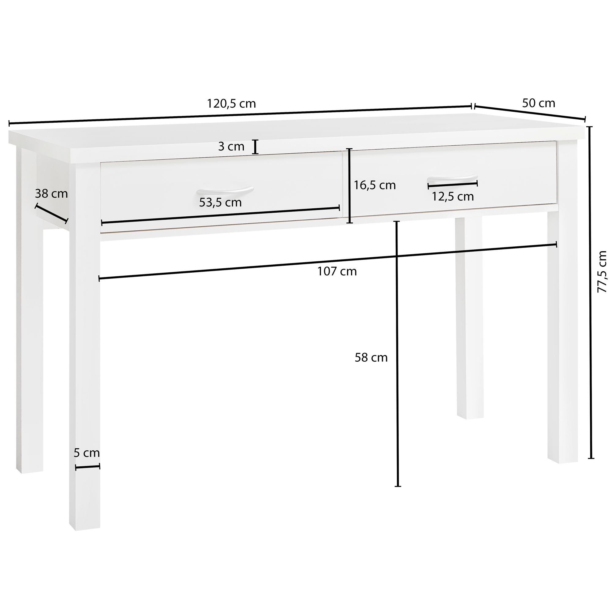 KADIMA DESIGN Moderner Schreibtisch mit 2 Schubladen, 120 cm, Stauraum, einfacher Aufbau, elegantes Design für Büro und Heimarbeit