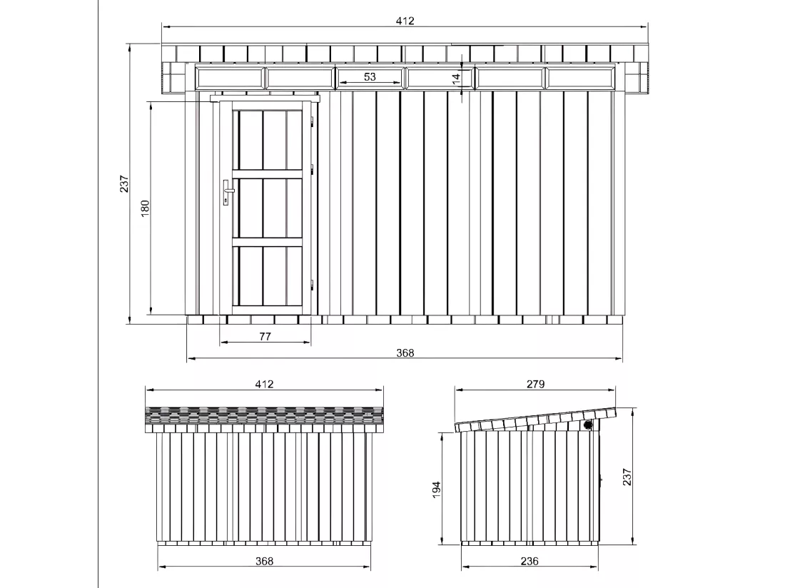 Abri de Jardin Qualité Premium 9m² / L412xL279xH237 cm - Timbela M904-REDWOOD RED
