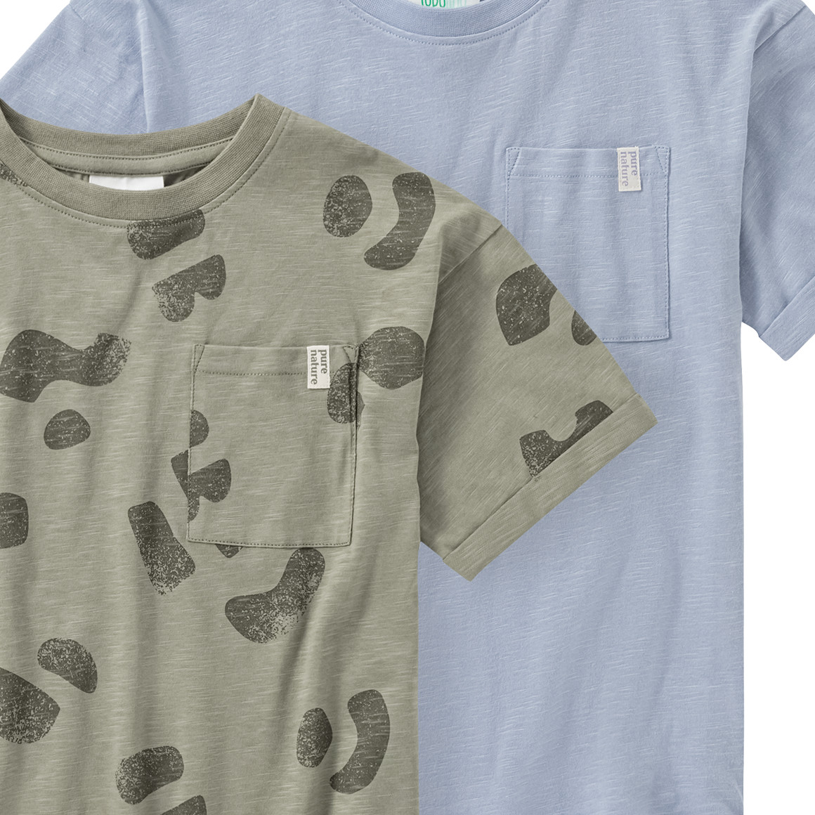 Topolino Pure Collection 2 Jungen T-Shirts mit Flammgarn oliv / hellblau