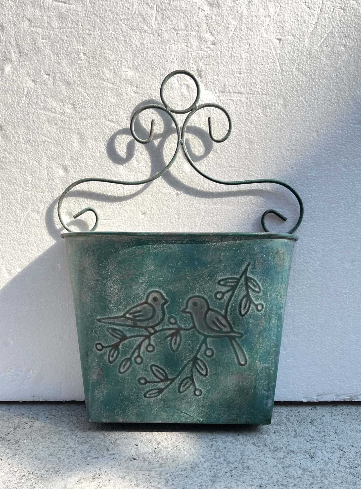 Wandbehälter aus Metall, petrol, H 46,5 cm, B 35 cm, L 12 cm günstig bestellen