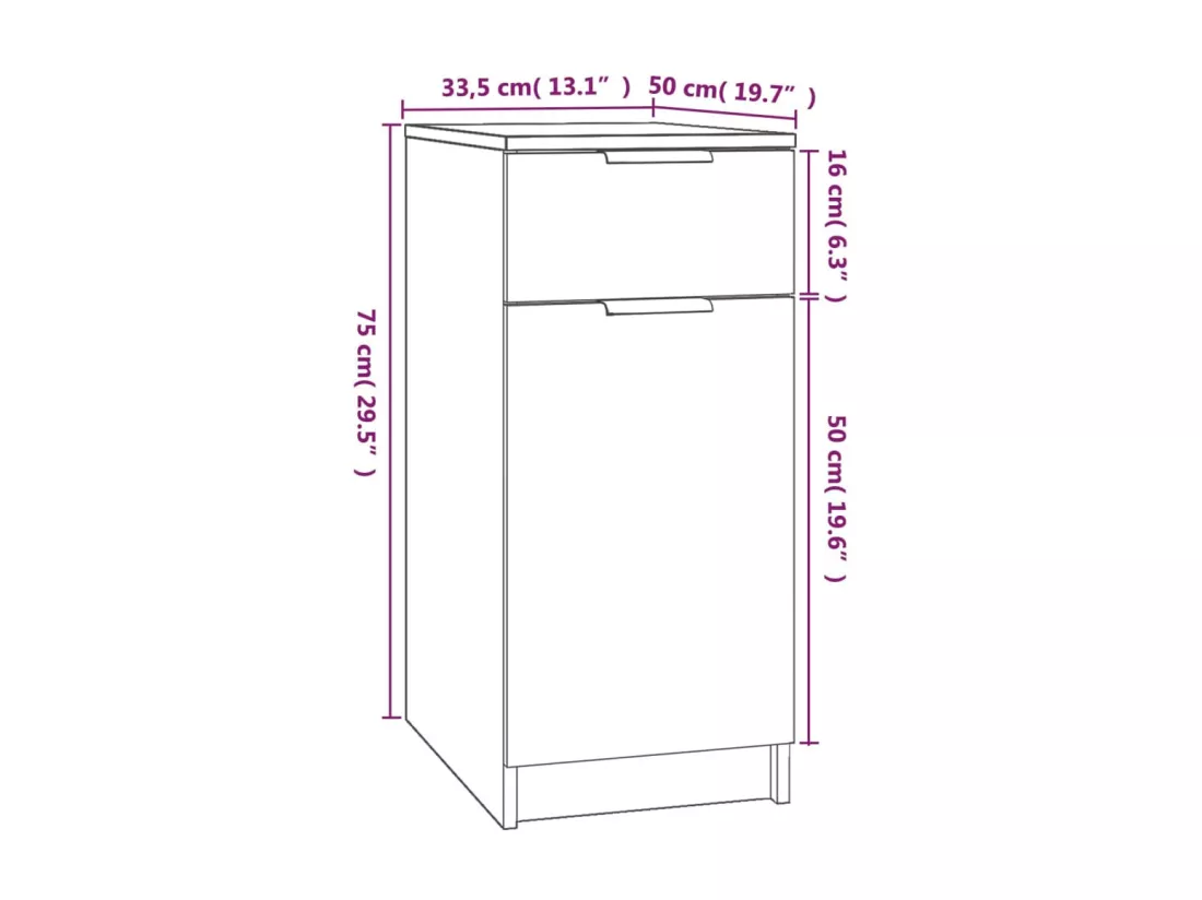 Armoire de bureau Chêne sonoma 33,5x50x75 Bois d'ingénierie