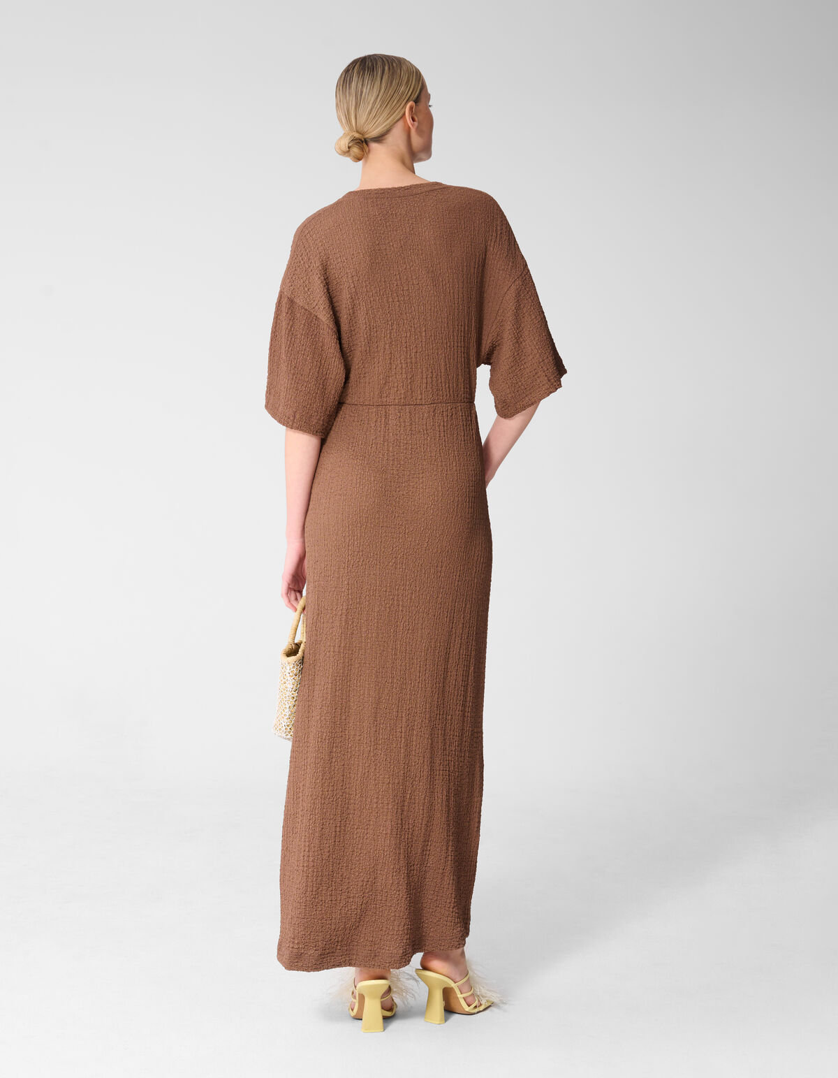 Organic Crinkle Maxi Jurk Bruin