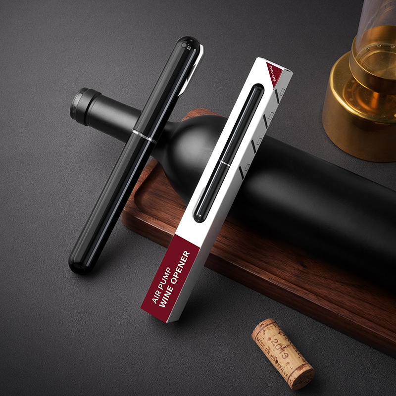 Luftdruck Wein Pumpe Nadel Korkenzieher Weinflaschenöffner inkl. Folienschneider - Schwarz