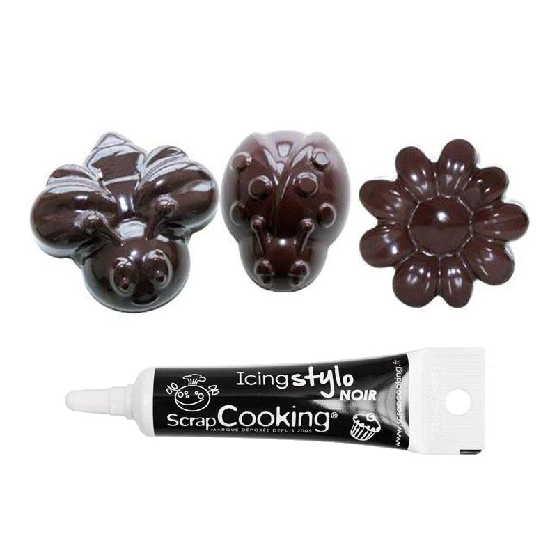 Moule à chocolat Printemps + Stylo de glaçage noir Youdoit