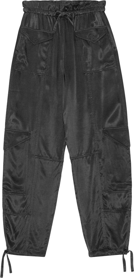 Ganni Washed Satin Pocket Pants Black
