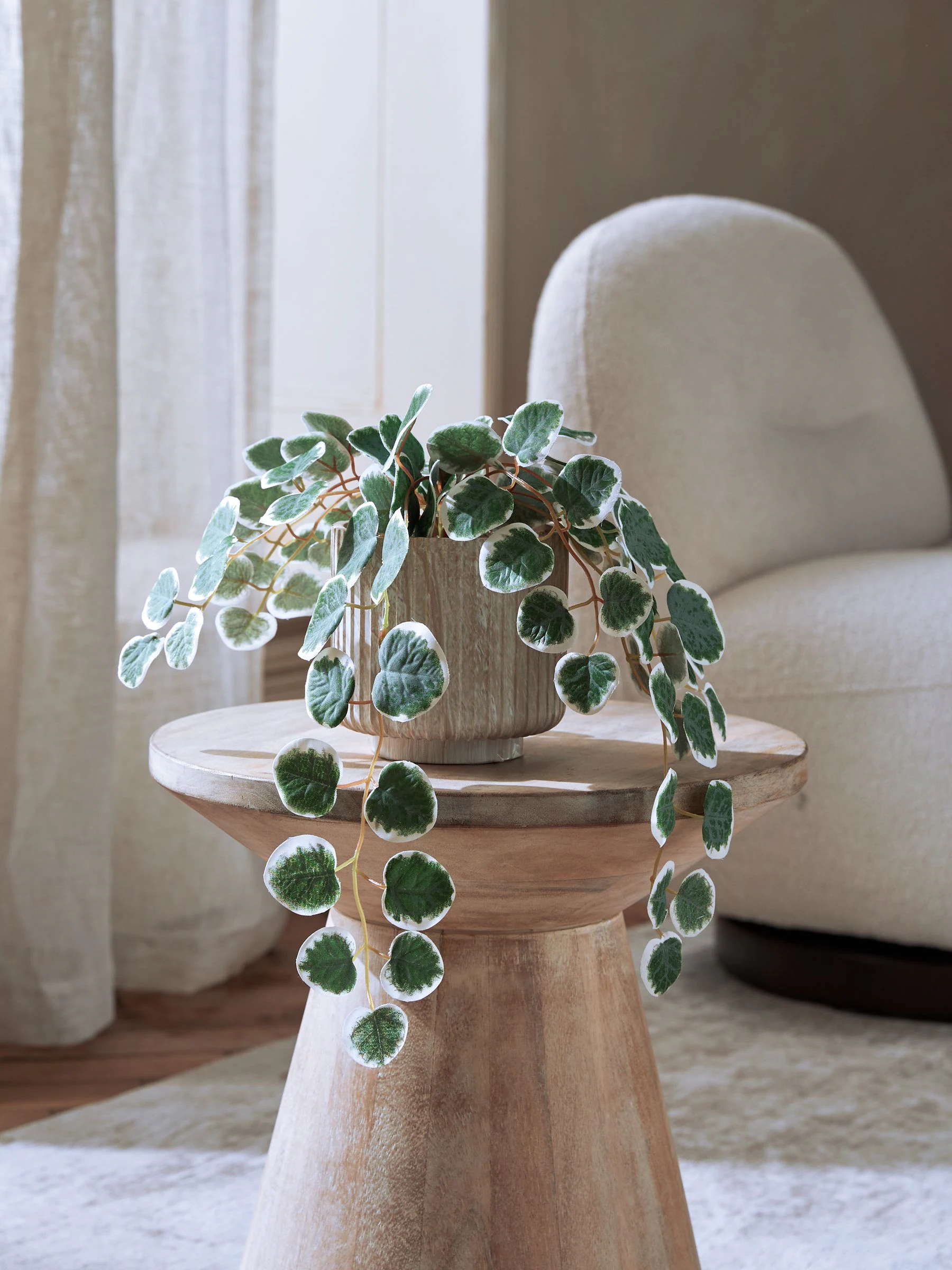 Artificial Trailing Eucalyptus In Marble Effect Pot