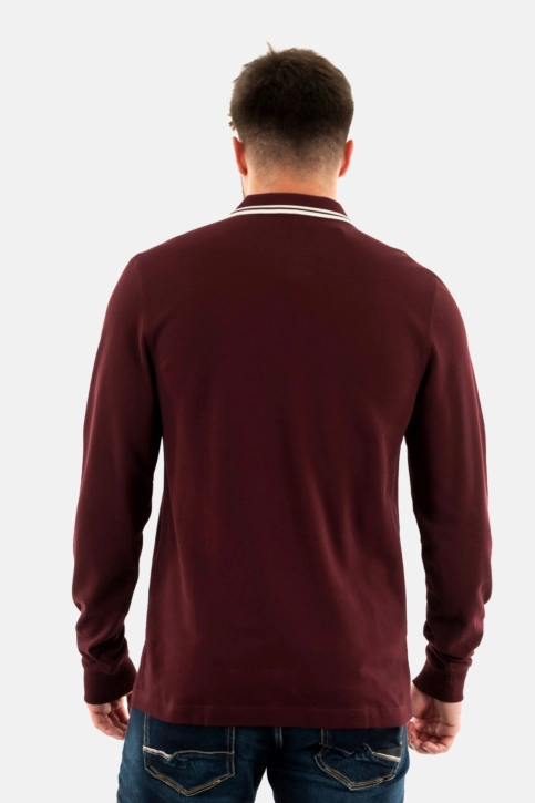 Polos manches longues fred perry m3636 597 ox blood / ecru / ecru