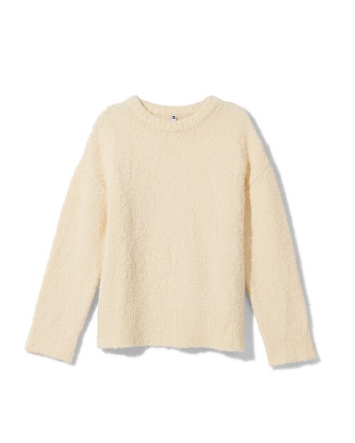 pull maillé bouclé pour femme blanc cassé