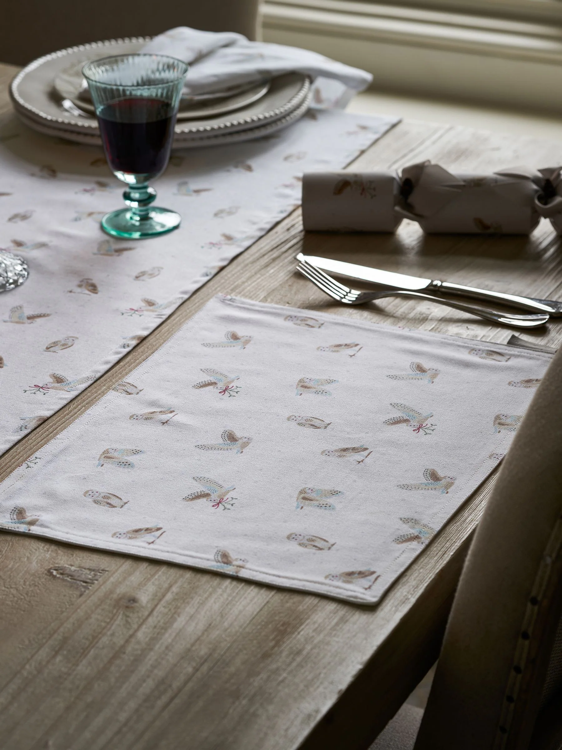 Sophie Allport set van 2 wasbare placemats met sneeuwuilenmotief