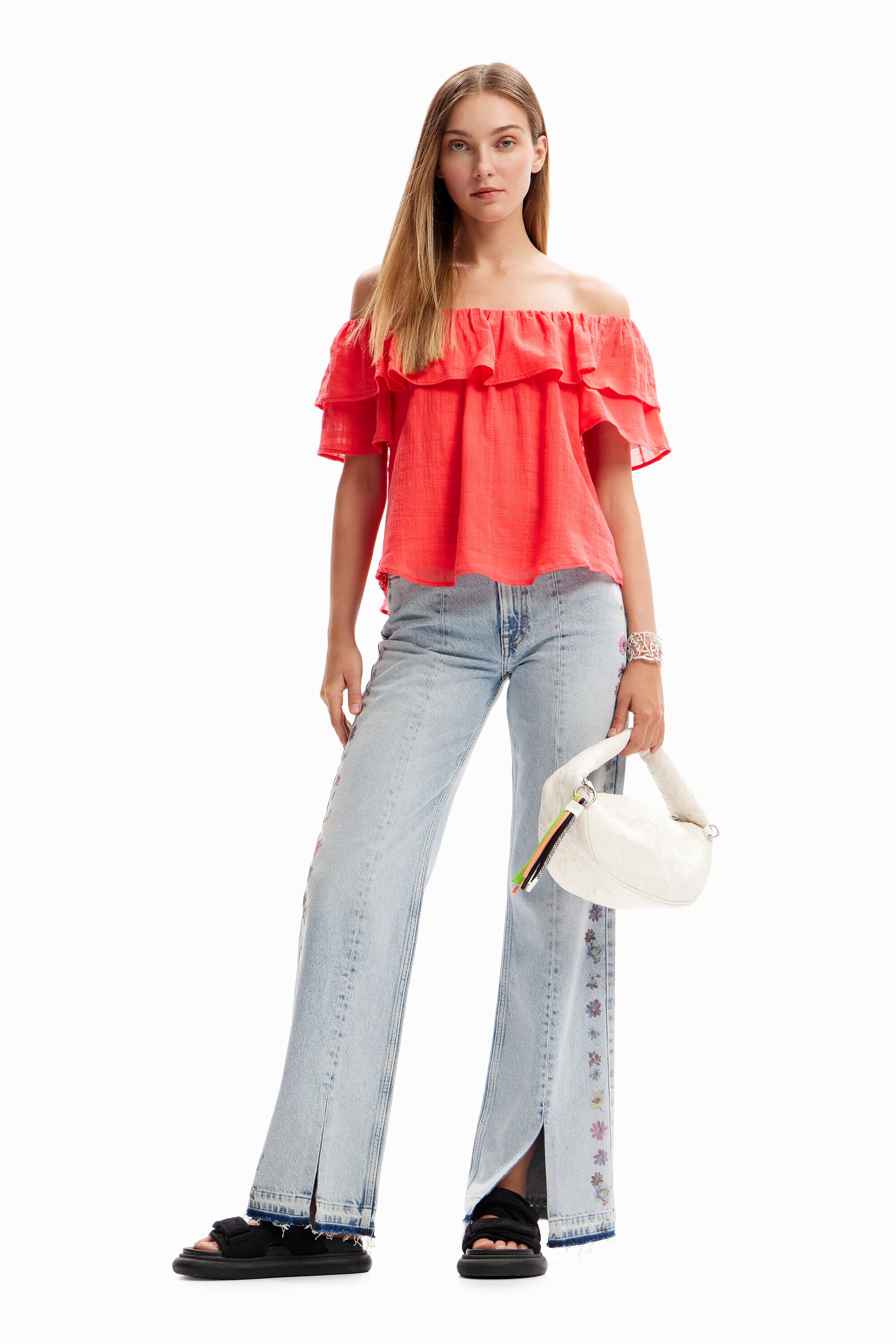 Blouse volants texturée