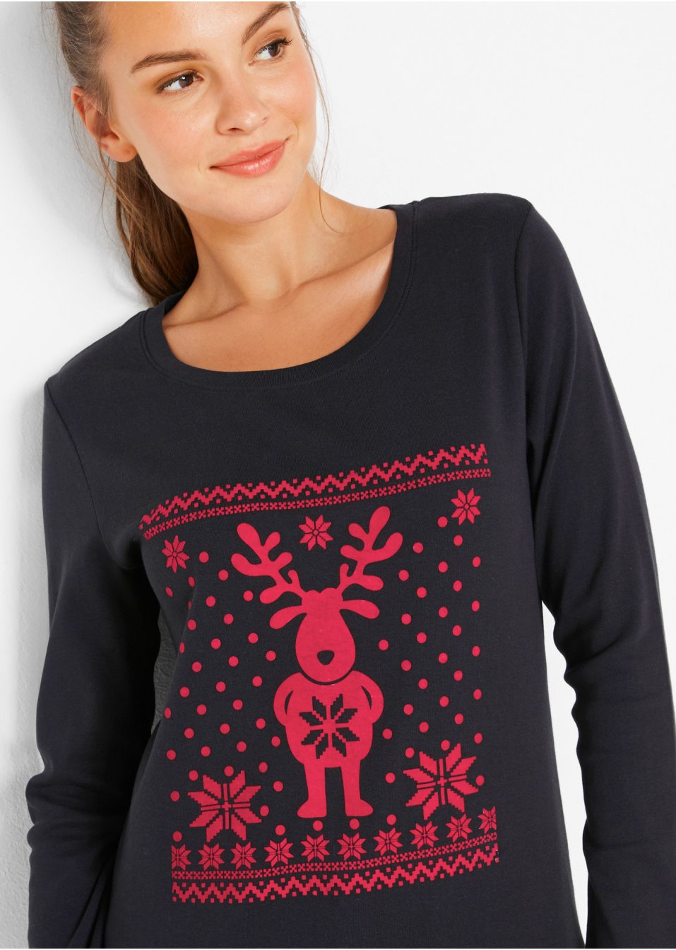 T-shirt manches longues coton à motif de Noël