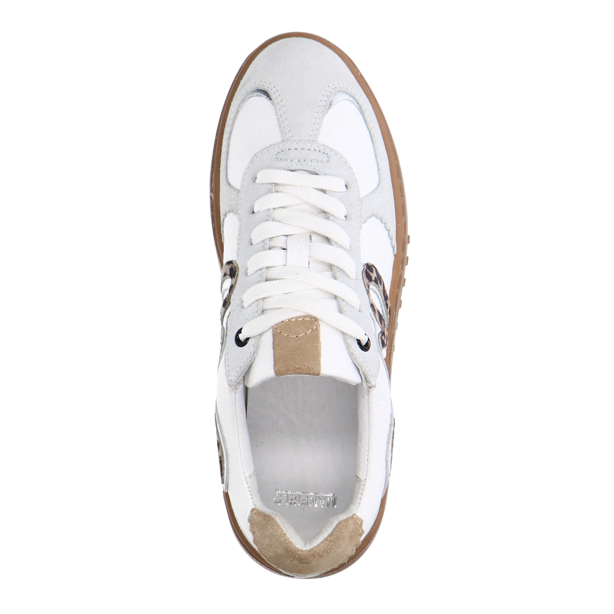 Witte leren sneakers met leopard details