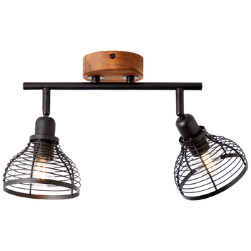 Brilliant opbouwspot Avia 2x E14 zwart/hout