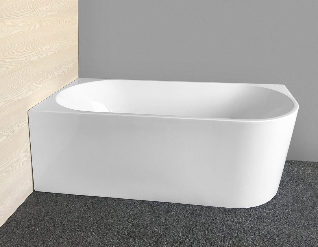 SaniGoods vrijstaand hoekbad glans wit 170x80cm links