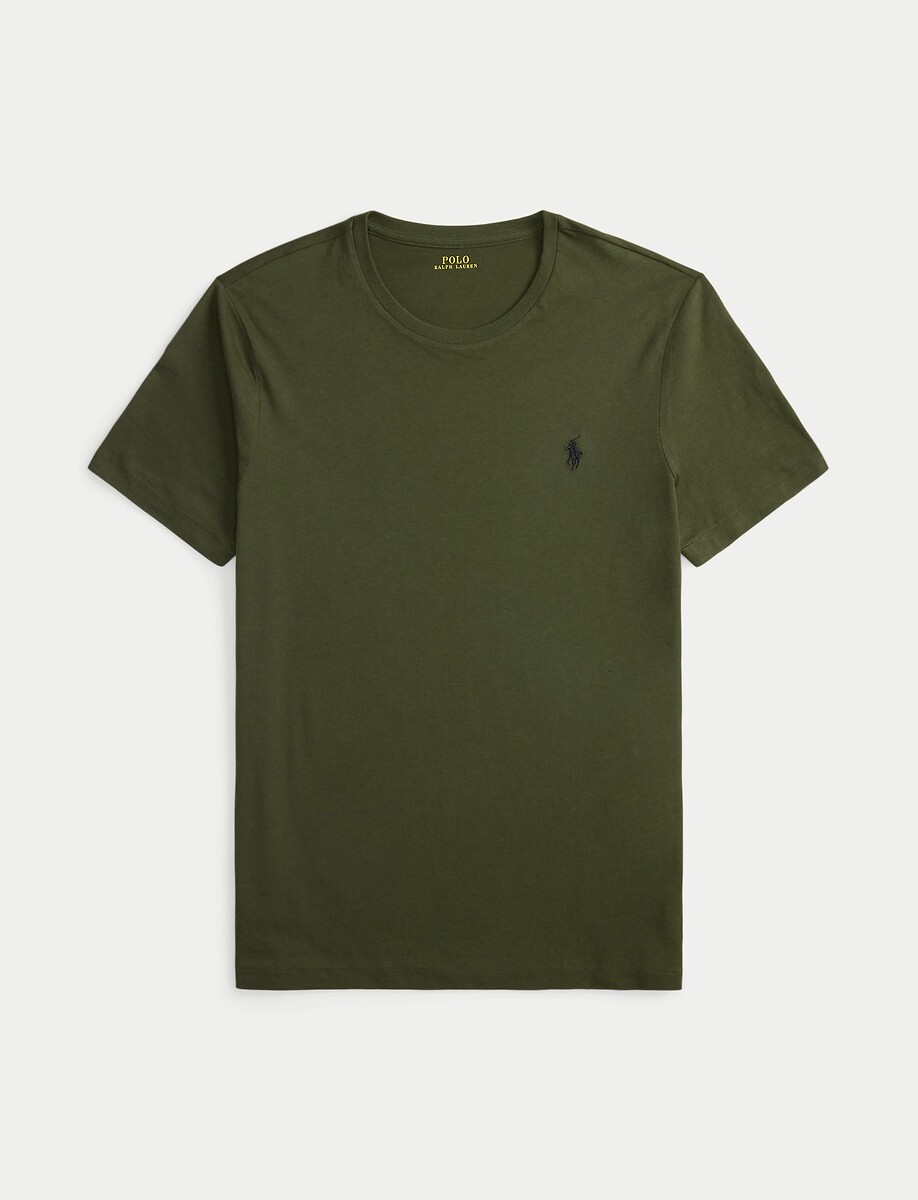 POLO RALPH LAUREN<br>Camiseta com gola redonda, malha, modelagem Slim Fit personalizada