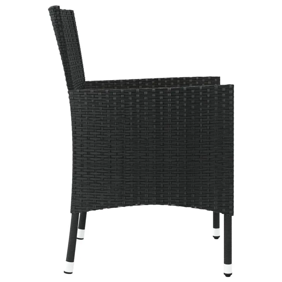 vidaXL - Buitenstoelen - Kussens - Zwart - Poly rattan - 4 stuks