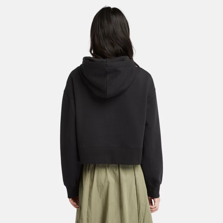 Sweat à capuche à logo avec envers brossé pour femme en noir