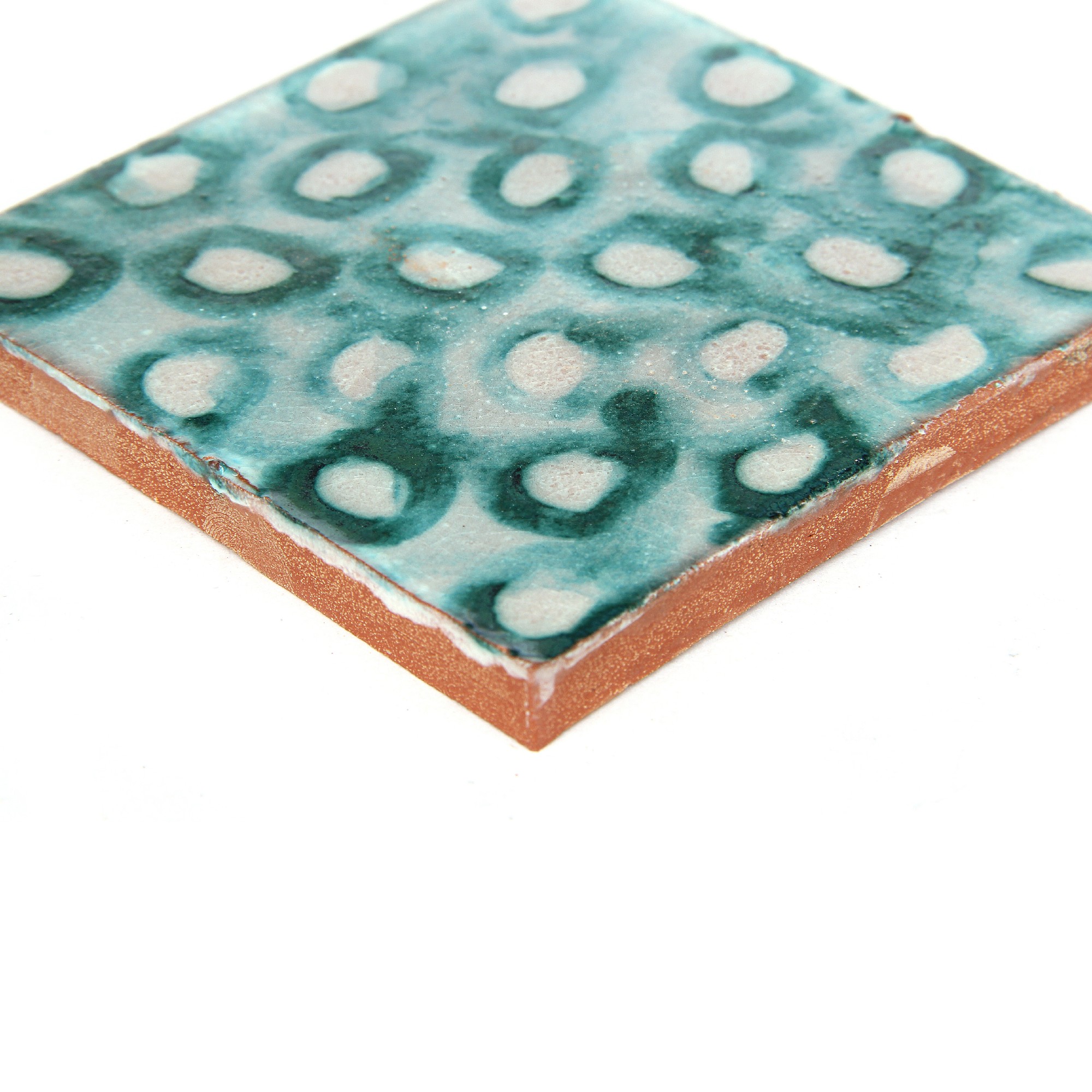 Kachel 'bulle turquoise', türkis, weiß, T 10 cm, B 10 cm von fischer's lagerhaus