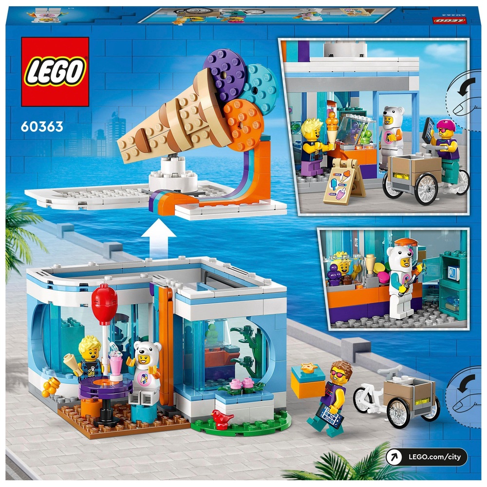 LEGO City 60363 Eisdielen-Spielset mit Spielzeugwagen und Fahrrad