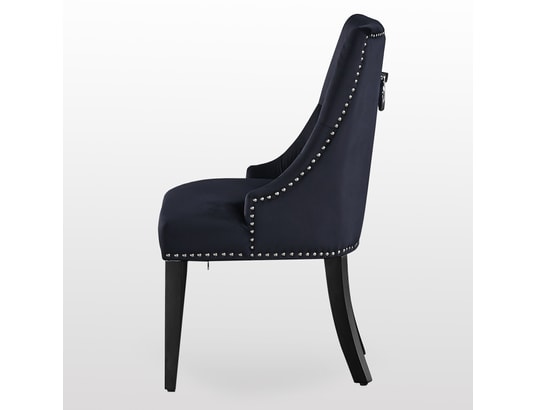 LIFE INTERIORS - Windsor - lot de 6 chaises capitonnées en velours noir - sty...