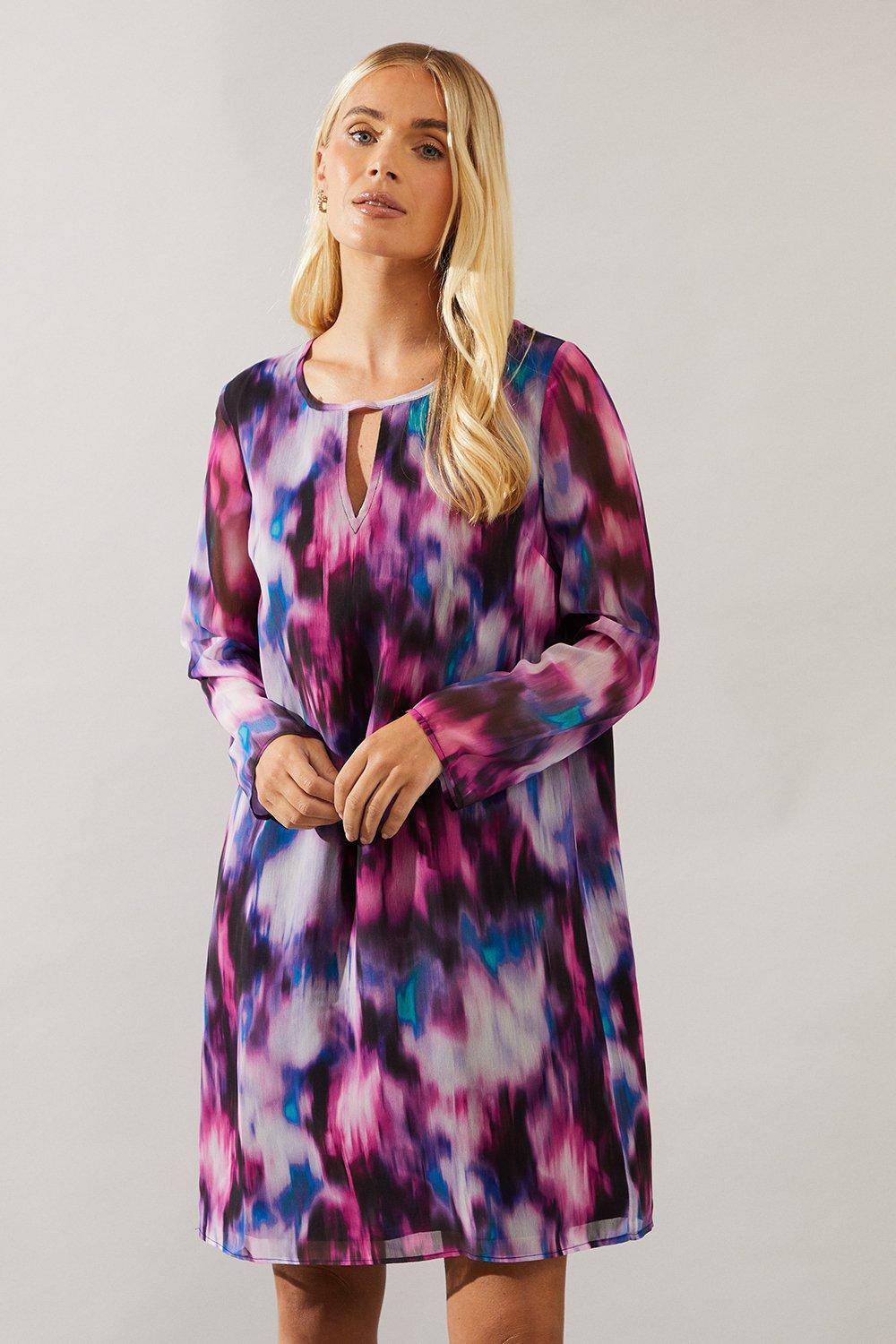 Wallis Petite Robe Droite à Détail Trou de Serrure et Motif Abstrait