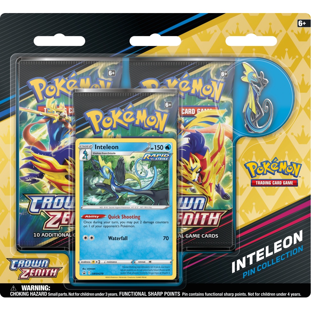 Pokémon-Sammelkartenspiel: Crown Zenith Pin – Rillaboom, Cinderace oder Inteleon (Sortiment)