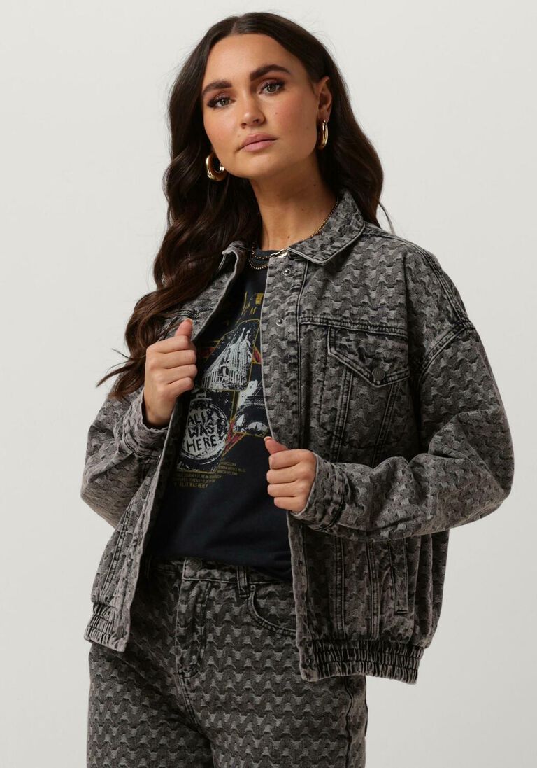 ALIX THE LABEL donkergrijze alix the label spijkerjas ladies woven fancy denim jacket
