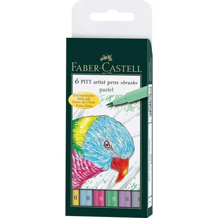 Faber-Castell Tuschestift PITT artist pen, B, pastel, 6er Etui