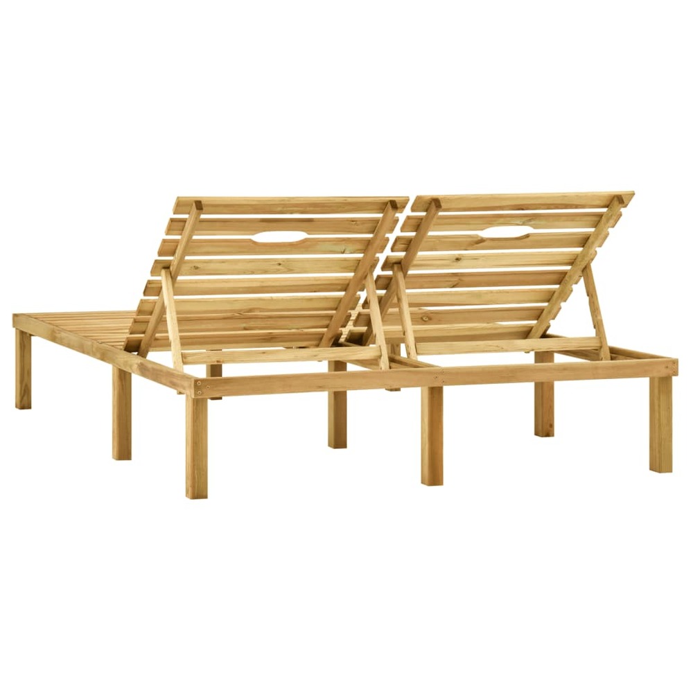 Transat chaise longue bain de soleil lit de jardin terrasse meuble d'extérieur double bois de pin imprégné de vert