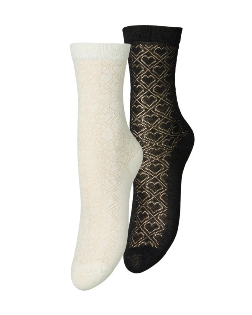 Becksöndergaard  Signa Cotta strømper, 2 pak - White/Black
