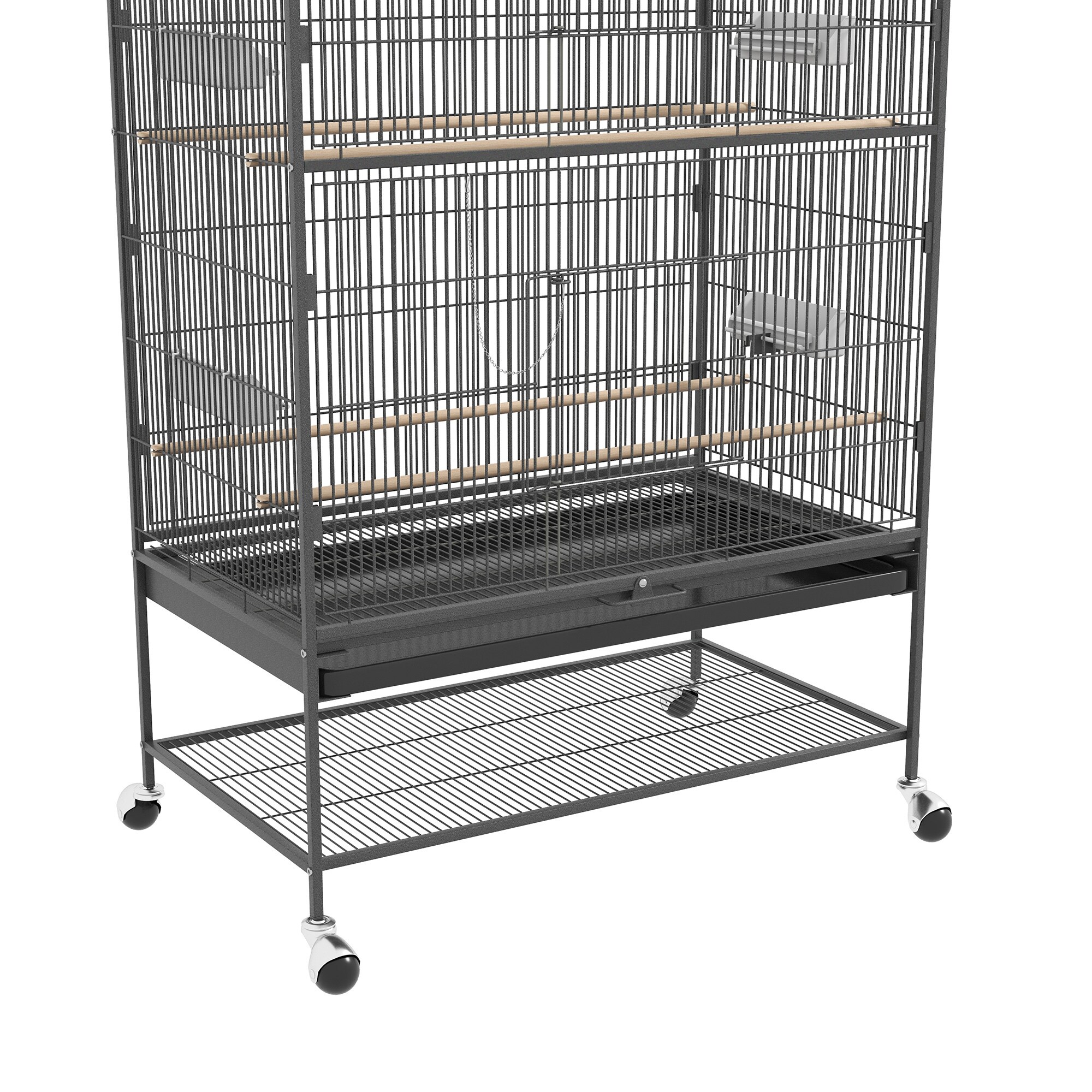 PawHut Vogelkäfig mit Rollen grau 94L x 57B x 153H cm