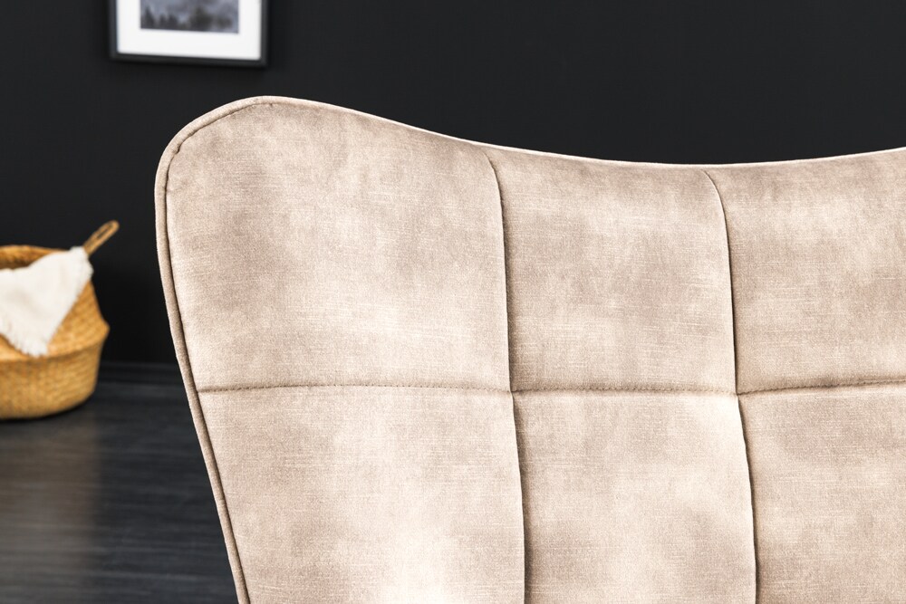 riess-ambiente Sessel SCANDINAVIA - modern champagner beige Samt schwarze Metallbeine mit Armlehne