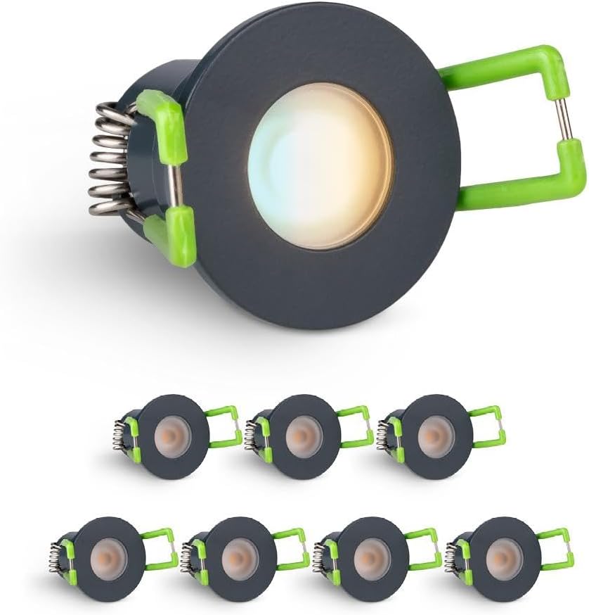 LongLife LED 8er Set Einbaustrahler Mini 3W CCT 2700K-6500K anthrazit RAL 7016 IP65 Dimmbare Strahler für Terrassenüberdachung, Carports, Dachüberständen