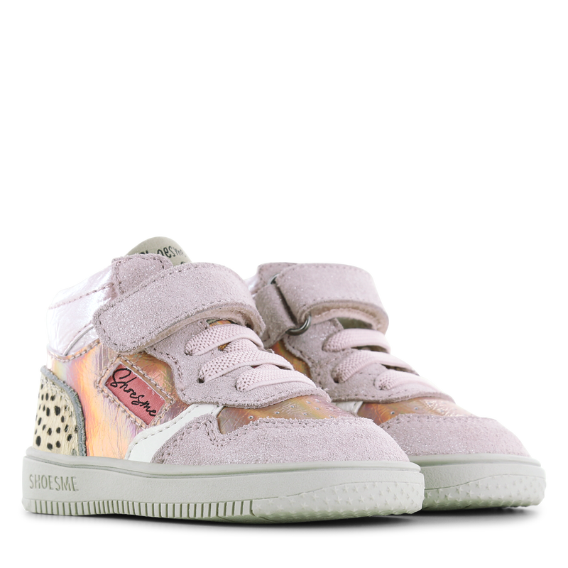 Shoesme roze sneakertje met panterprint Metallic, Ponyhair, Suède | Meisjes