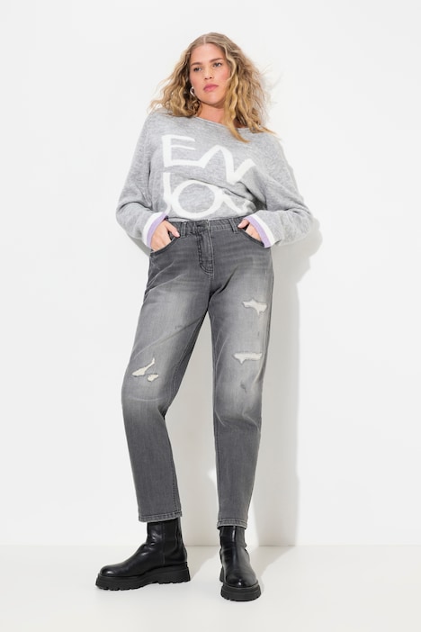 Boyfriend-Jeans, Destroy-Effekte, Stretch, 5-Pocket-Schnitt