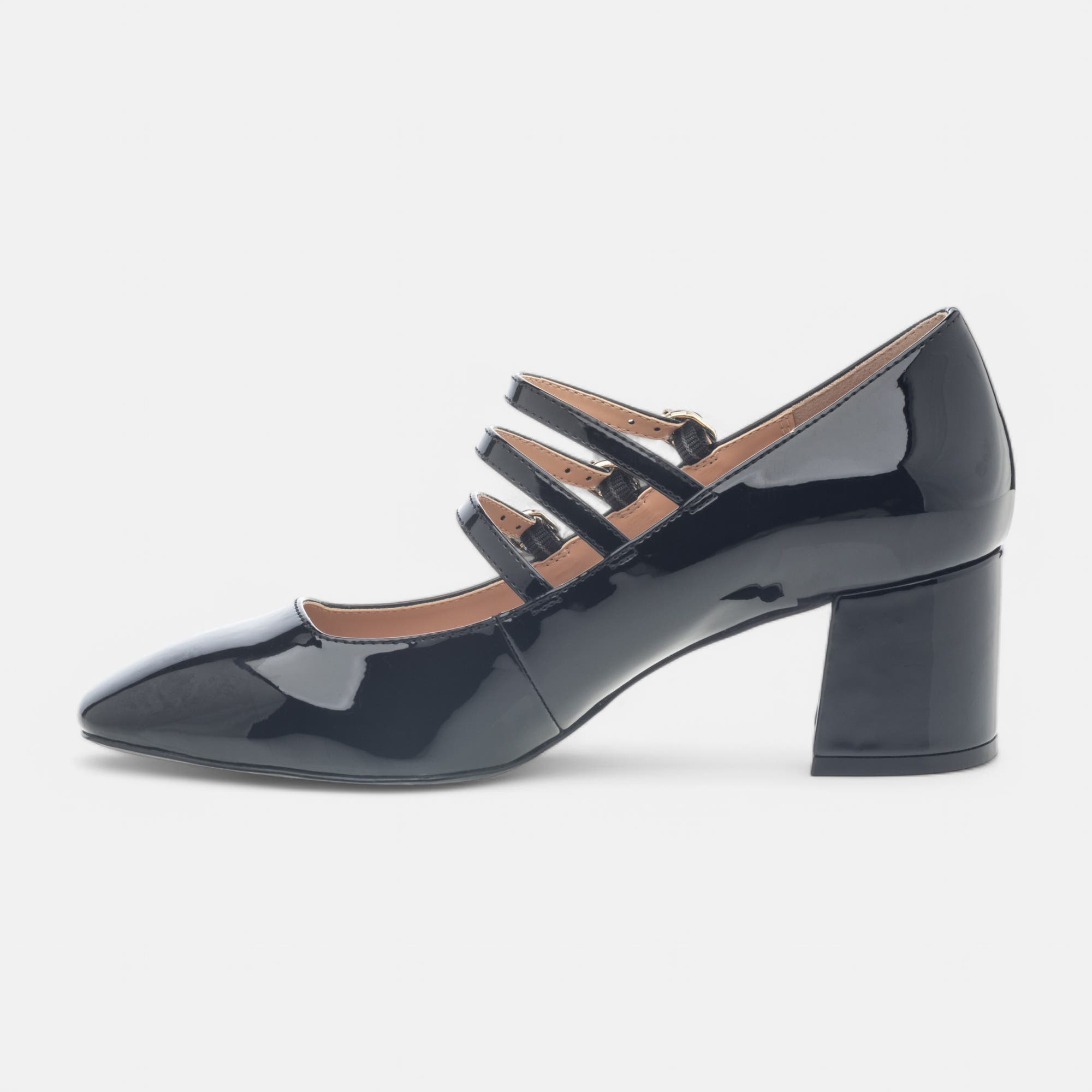 Babies à talon Femme noir vernis