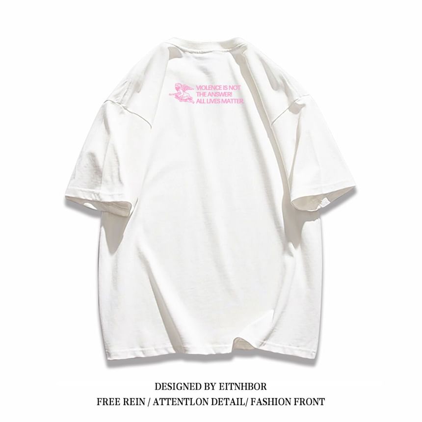 Kupyd - T-shirt met korte mouwen, ronde hals en pistoolprint
