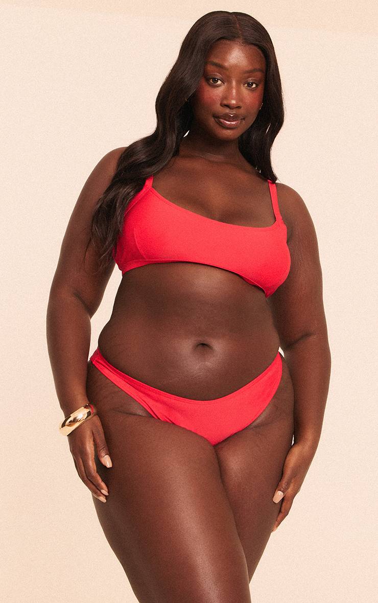 Rouge Bas De Bikini Tanga Boomerang Grande Taille